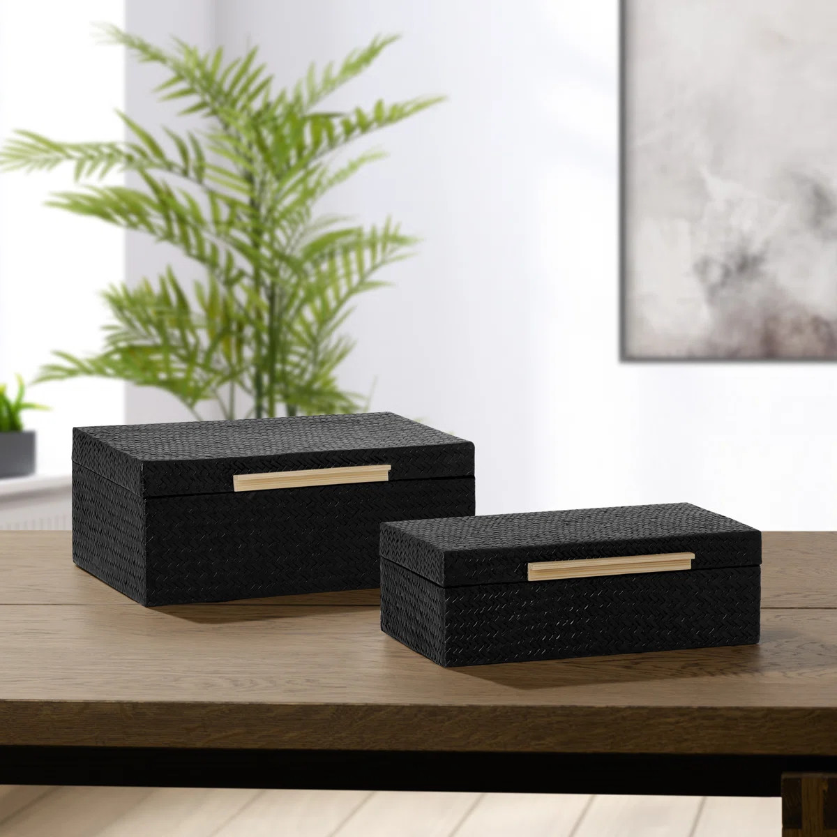 Greenley 2 Piece Handmade Herringbone Weave Decorative Box Set | Wayfair North America