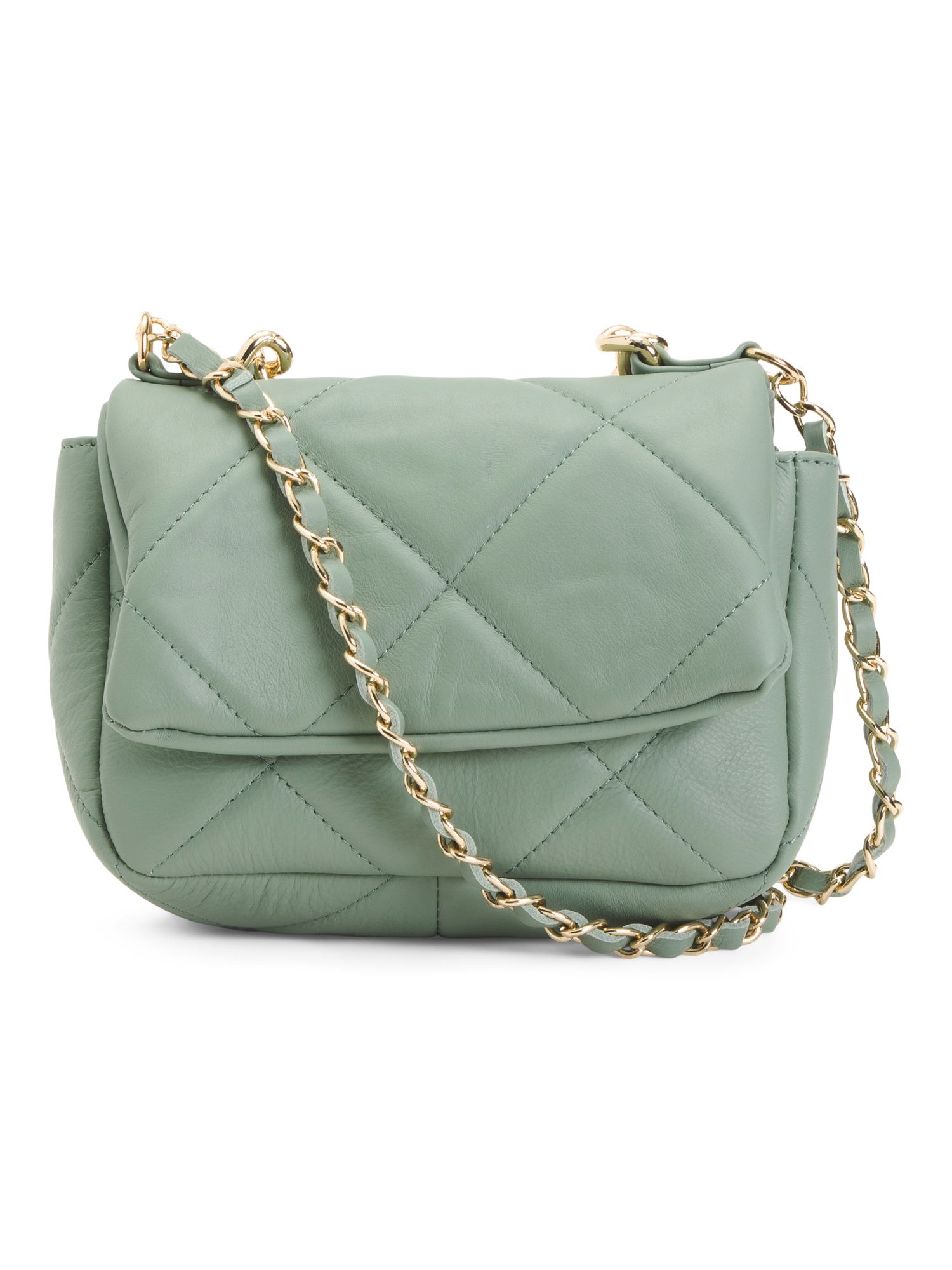Made In Italy Leather Quilted Flap Over Crossbody | TJ Maxx