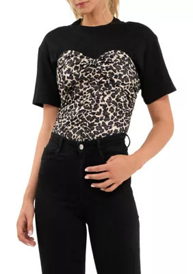 Grey Lab Women's Leopard Cropped Top, Black, XS | Belk