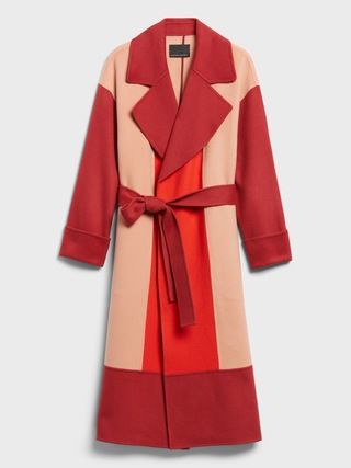 BR x HARBISON | Italian Wool & Cashmere Color-Block Robe Coat | Banana Republic (US)