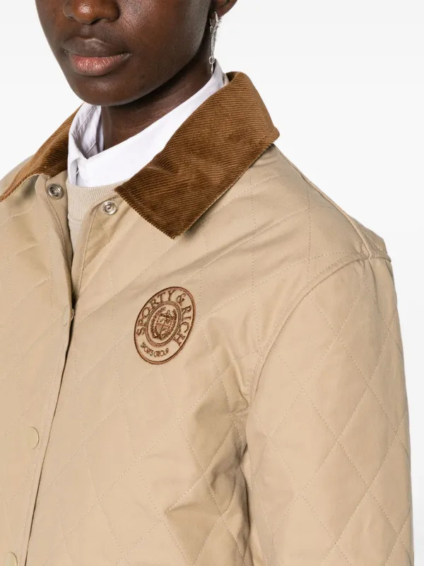 logo-embroidered diamond-quilted jacket | Farfetch Global