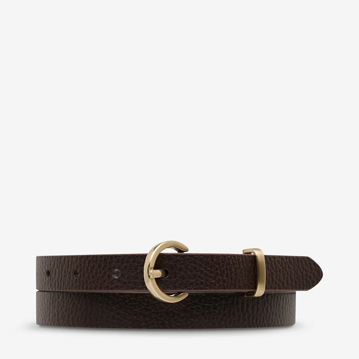 Happens All The Time Women’s Choc/Gold Leather Belt | Status Anxiety® | Status Anxiety 