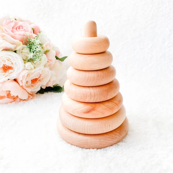 Montessori Toy  Stacking Toy  Wooden Pyramid  Ring Stacker | Etsy | Etsy (US)