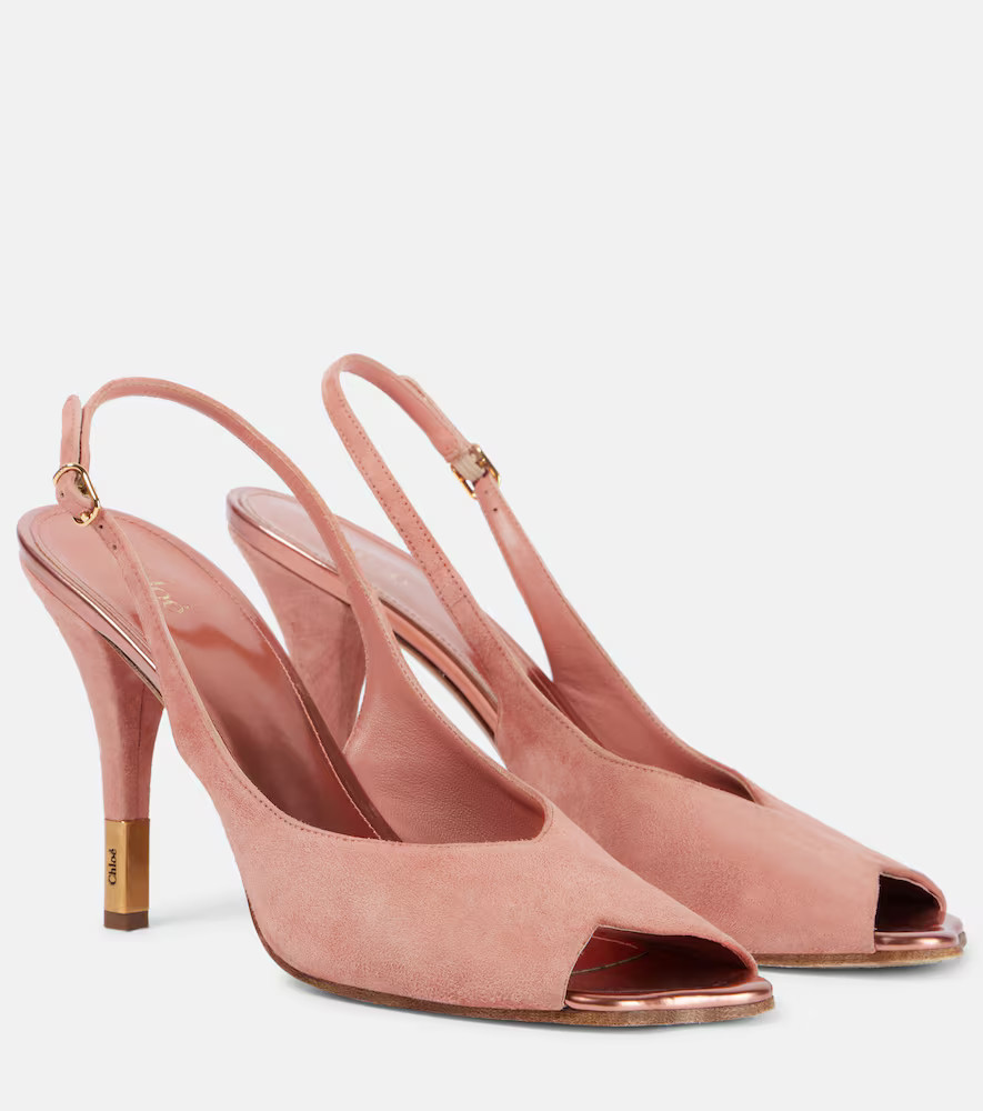 ChloÃ© Flower 95 suede peep-toe pumps | Mytheresa (US/CA)