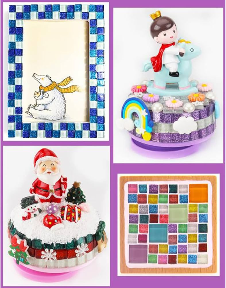 Mosaic Tiles Square Glitter Glass Crystal Mosaic Glass Tile for Crafts Bulk DIY Picture Frames Ha... | Amazon (US)