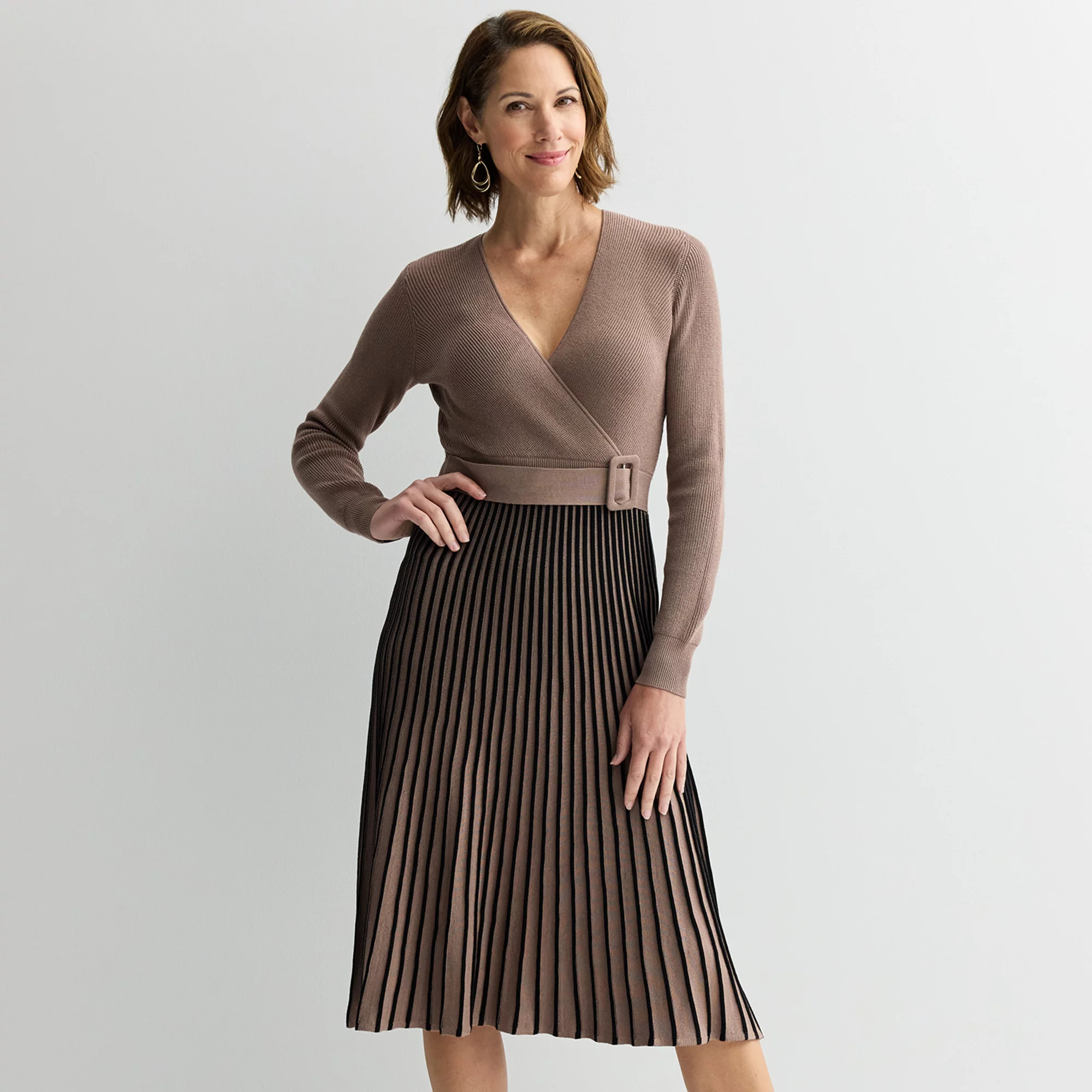 Women's Robbie Bee Rib Pleated Sweater Dress | Kohl's