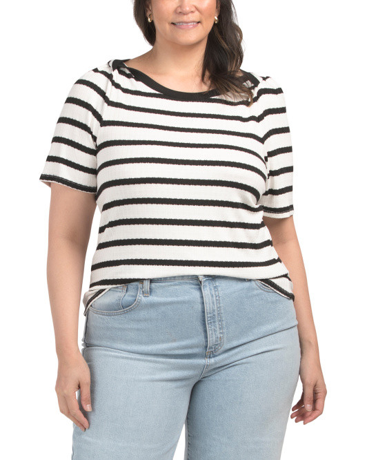 Plus Striped Ribbed Knit Sweater | TJ Maxx