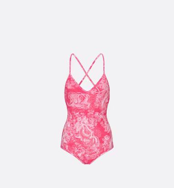 Dioriviera One-Piece Swimsuit Bright Pink Technical Fabric with Toile de Jouy Reverse Motif | DIO... | Dior Beauty (US)