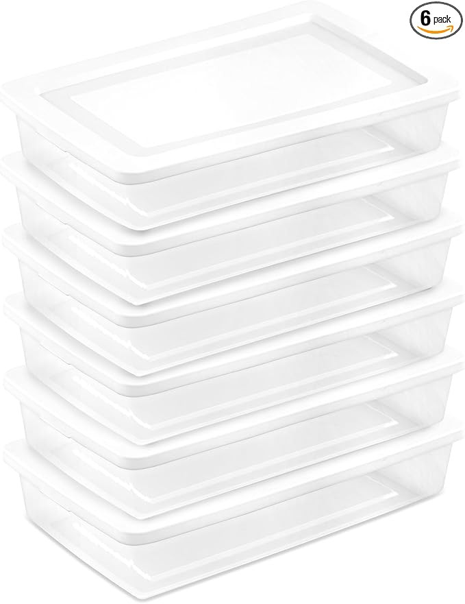 Sterilite 6 Pack Storage Box, 41 Quart Stackable Tote, Clear Plastic Container with Secure Snappi... | Amazon (US)