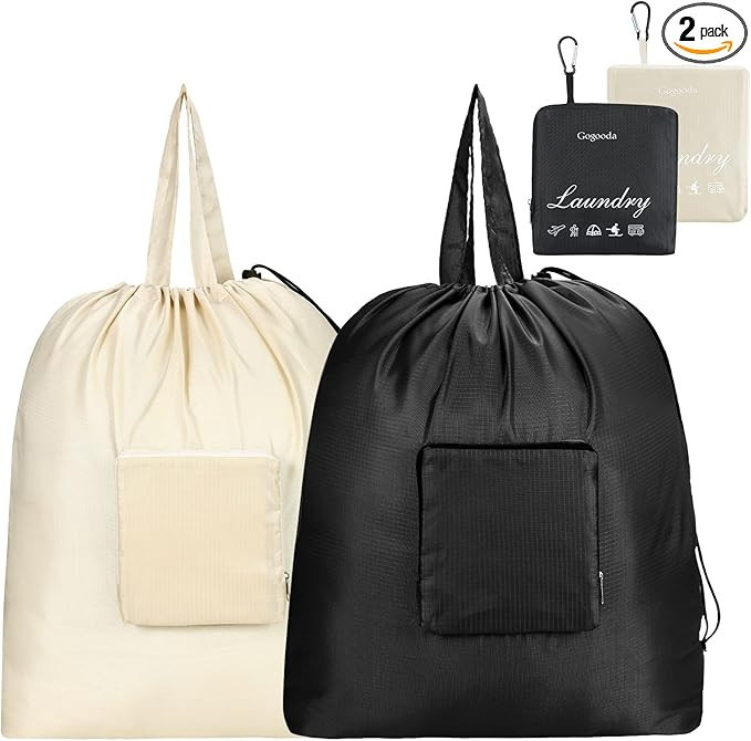 GOGOODA Travel Laundry Bags with Drawstring Closure XL Large Foldable Dirty Clothes bags with Han... | Amazon (US)