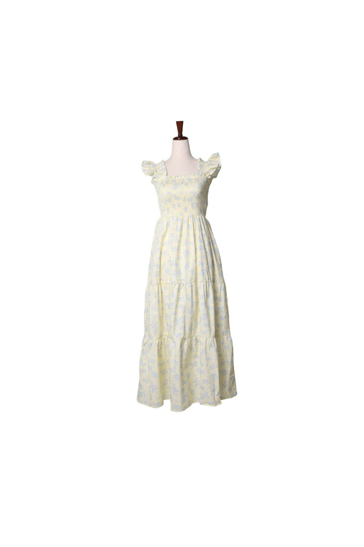 Yellow and Blue Floral Mom Dress | The Smocked Flamingo