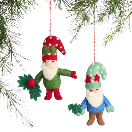 Wool Christmas Gnome Ornaments Set of 2 by World Market | World Market