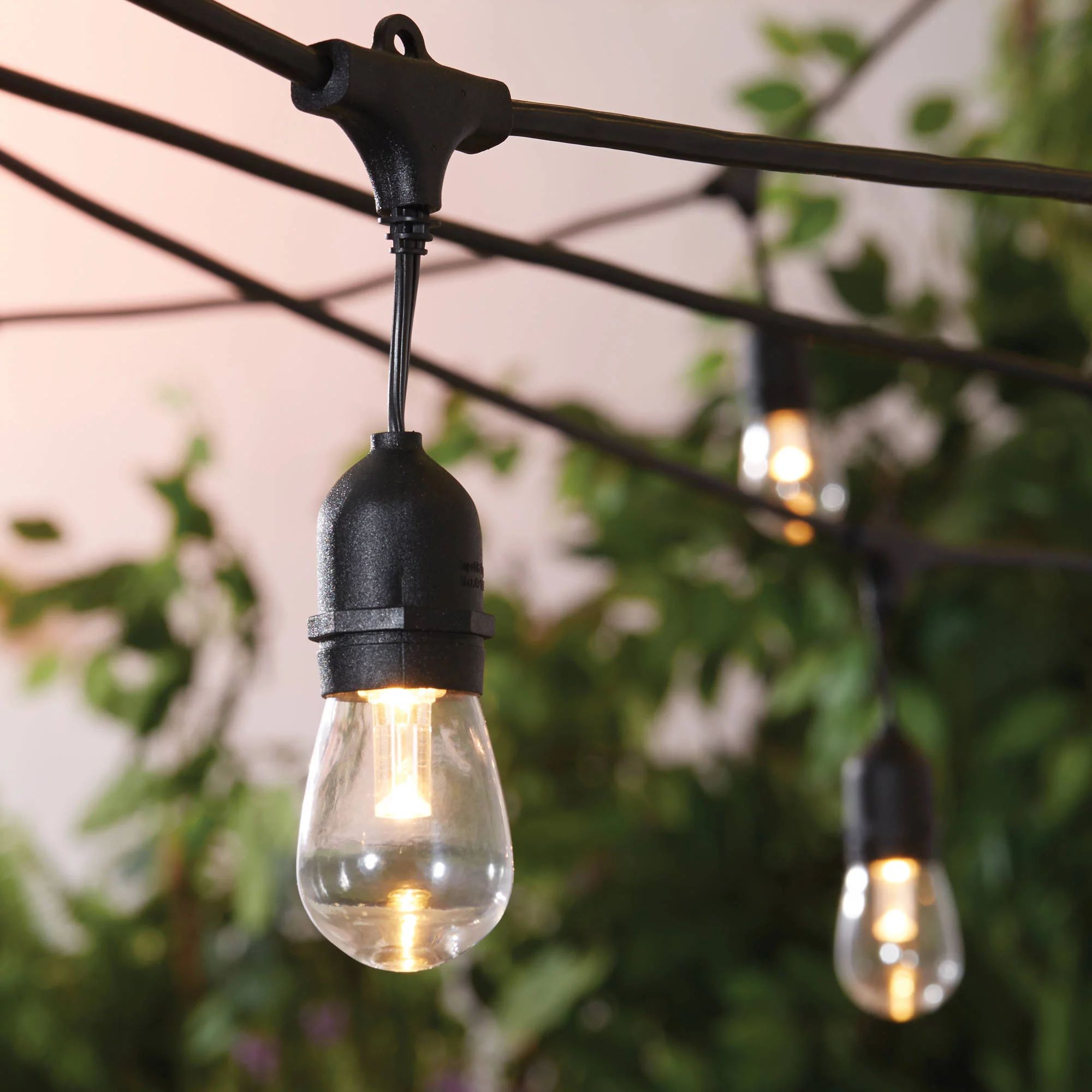 Better Homes & Gardens 22ft Outdoor LED Cafe String Lights in Black | Walmart (US)
