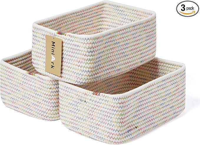 Shelf Storage Baskets for Organizing | Closet Organizer Bins | Small Toy Basket | Woven Rope Bask... | Amazon (US)