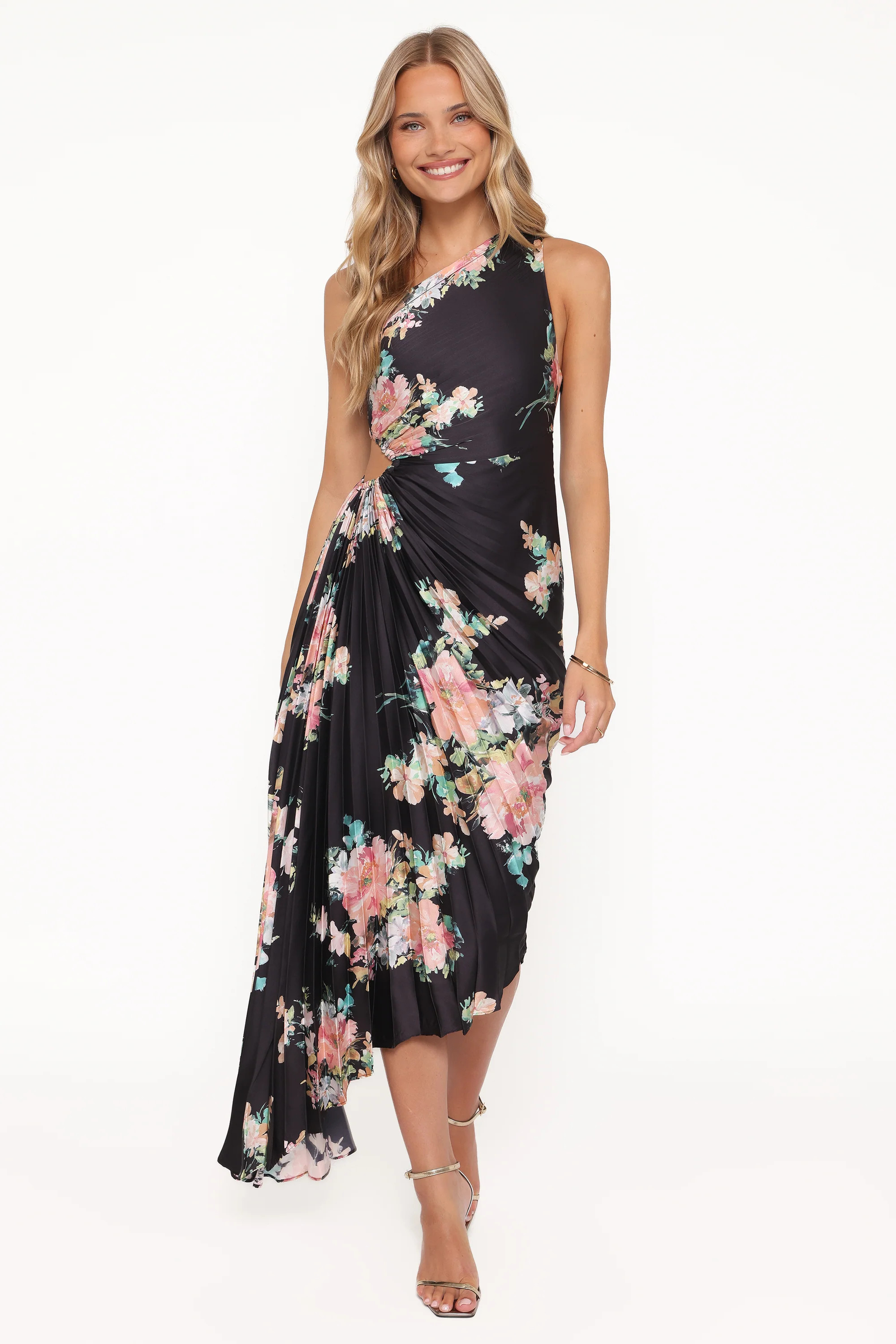 Kleo One Shoulder Maxi Dress - Black Floral | Petal & Pup (US)