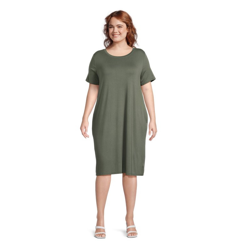 Terra & Sky Women’s Plus Size T-Shirt Dress with Short Sleeves | Walmart (US)
