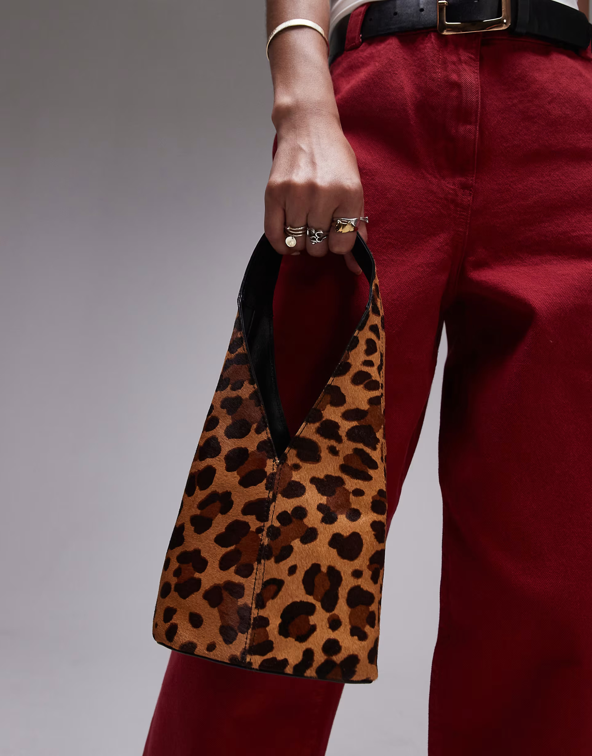 Topshop Gima leather grab bag in leopard print | ASOS (Global)