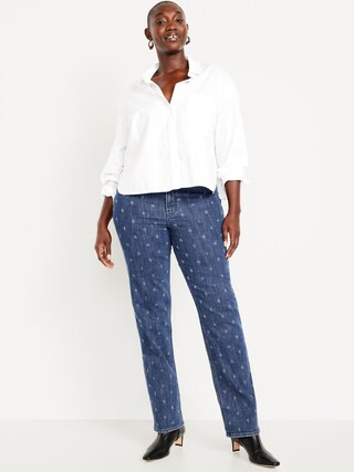 Extra High-Waisted Textured Straight Jeans | Old Navy (US)