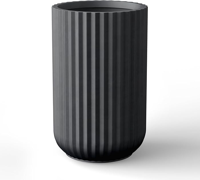 Kante Tall Fulted Planter, 21.7 Inch Tall Round Concrete Plant Pots with Drainage Hole and Rubber... | Amazon (US)