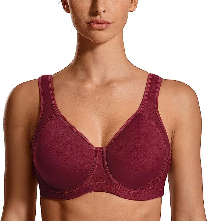 SYROKAN Coolmax High Impact Sports Bras for Women Underwire Full Figure Running Workout | Amazon (US)