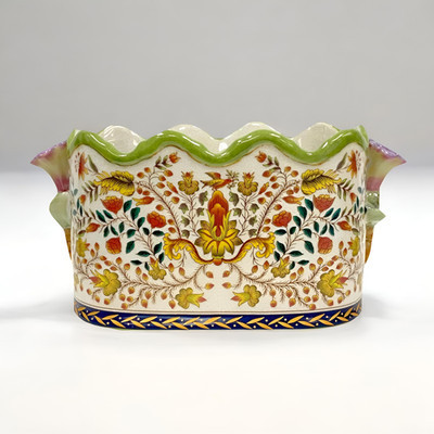 New Italian Renaissance Style Majolica Porcelain Oblong Cachepot Planter | eBay US