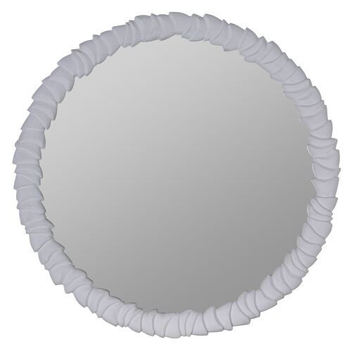Salmone Plaster Round Wall Mirror - White | Dressing Mirror, Vanity Mirror - Functional, Aesthetic | One Kings Lane