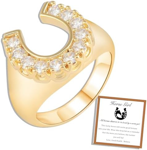 PARTNER 18K Gold Plated Horseshoe Ring for Women Lucky Jewelry for Women Chunky Gold Rings for Wo... | Amazon (US)