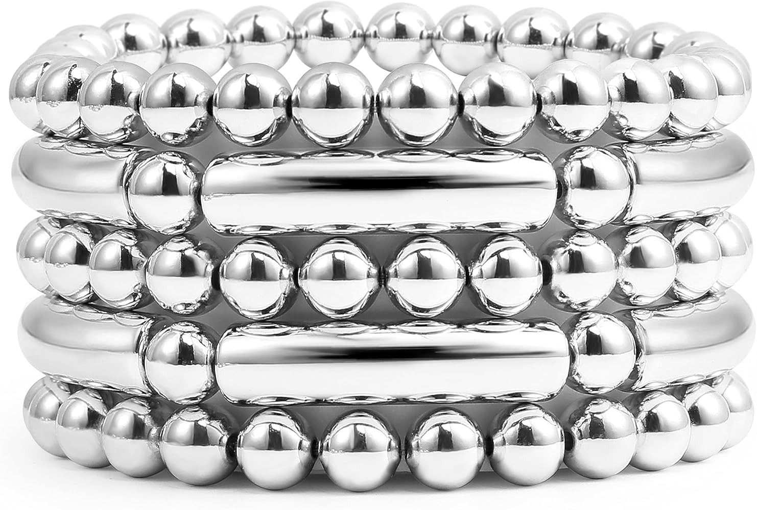 Elegance 11 designs Chunky Stackable Gold Bangle Stretch Bead Bracelets For Women Beaded Plated S... | Amazon (US)