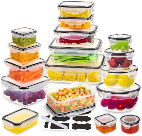 34 PCS Food Storage Containers Set with Airtight Lids (17 Lids &17 Containers) - BPA-Free Plastic Fo | Amazon (US)