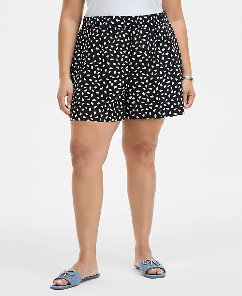 On 34th Trendy Plus Size Paint Dot Pull-On Shorts, Exclusively at Macy's - Macy's | Macy's