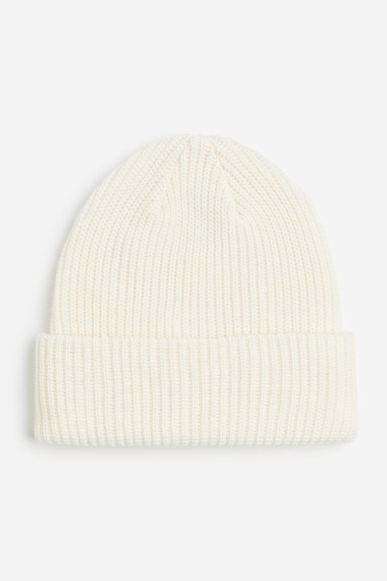 Rib-knit hat - Cream - Men | H&M GB | H&M (UK, MY, IN, SG, PH, TW, HK)
