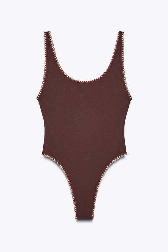 CONTRAST PLAIN SWIMSUIT | Zara US