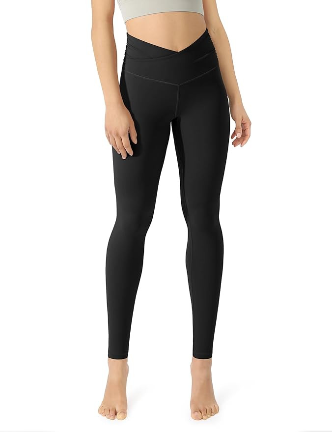 ODODOS Women's Cross Waist Yoga Leggings with Inner Pocket, 23"/25"/28" Gathered Crossover Workou... | Amazon (US)