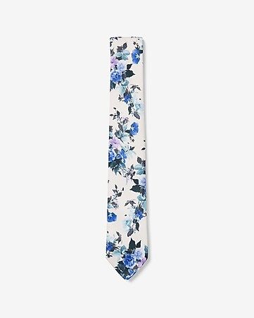 narrow floral print tie | Express
