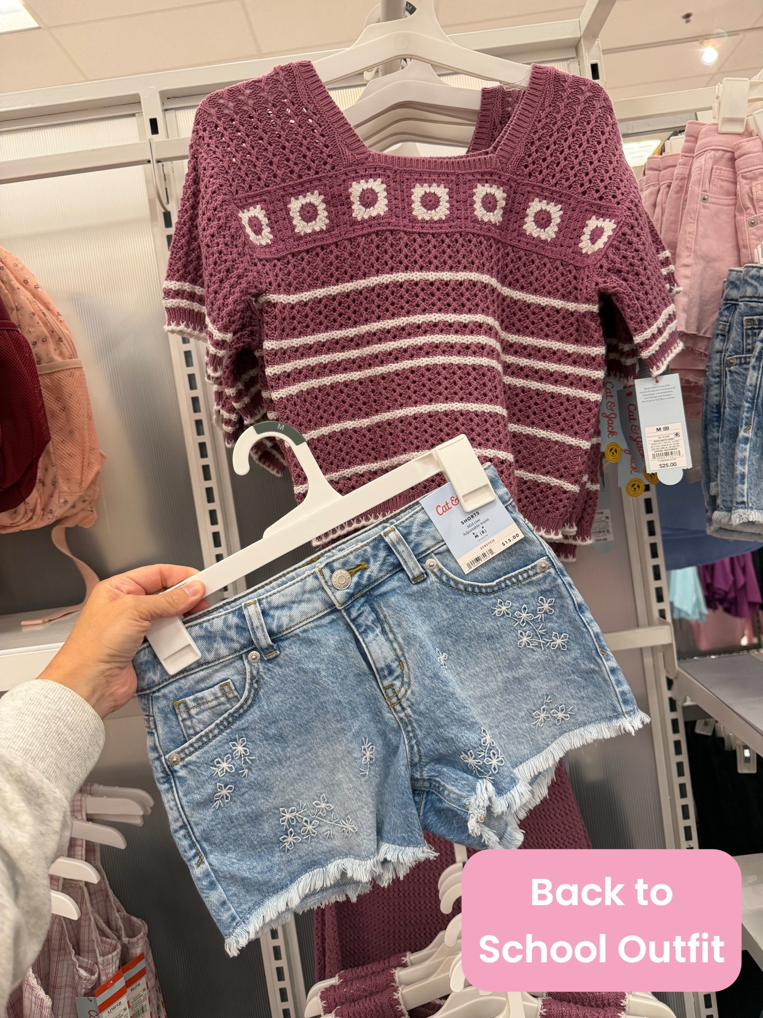 Target has the cutest little girls’ back-to-school outfits right now! 🩷🍎 This crochet sweater paired with these embroidered denim shorts is the perfect mix of adorable, comfy, and trendy. I couldn’t walk past this outfit without sharing it!

Whether it’s for the first day of school, picture day, or everyday wear, this is such a sweet look for fall.

Shop this outfit and more Target favorites on my LTK! 🍂💕

#LTKootd #LTKKids #LTKSaleAlert