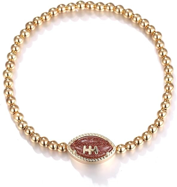 Football Game Day Bracelets for Women Gold Beaded Stretch Bracelets Sports Fan Bracelet Accessori... | Amazon (US)