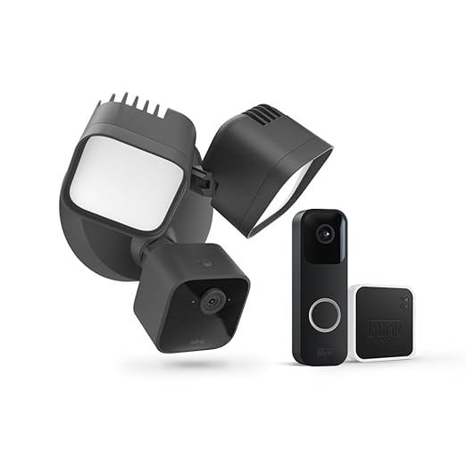 Wired Floodlight Camera + Blink Video Doorbell with Sync Module 2 | Two-way audio, HD day and nig... | Amazon (US)
