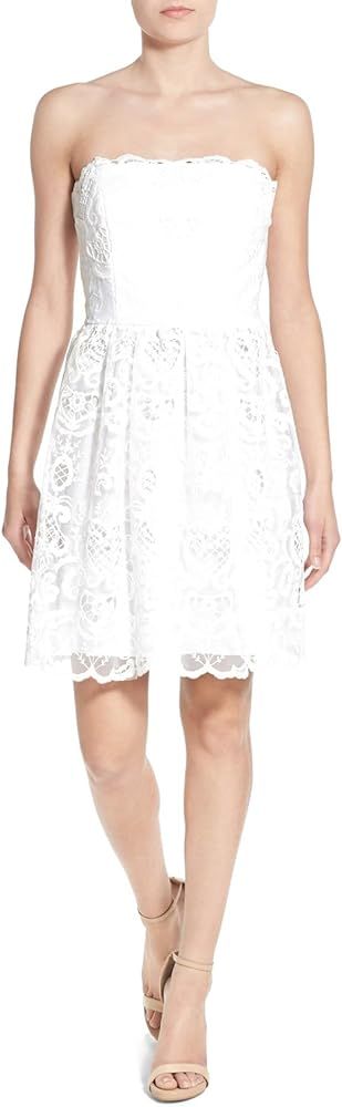 JUMP Women's Apparel Strapless Lace Fit & Flare Dress White 1/2 | Amazon (US)