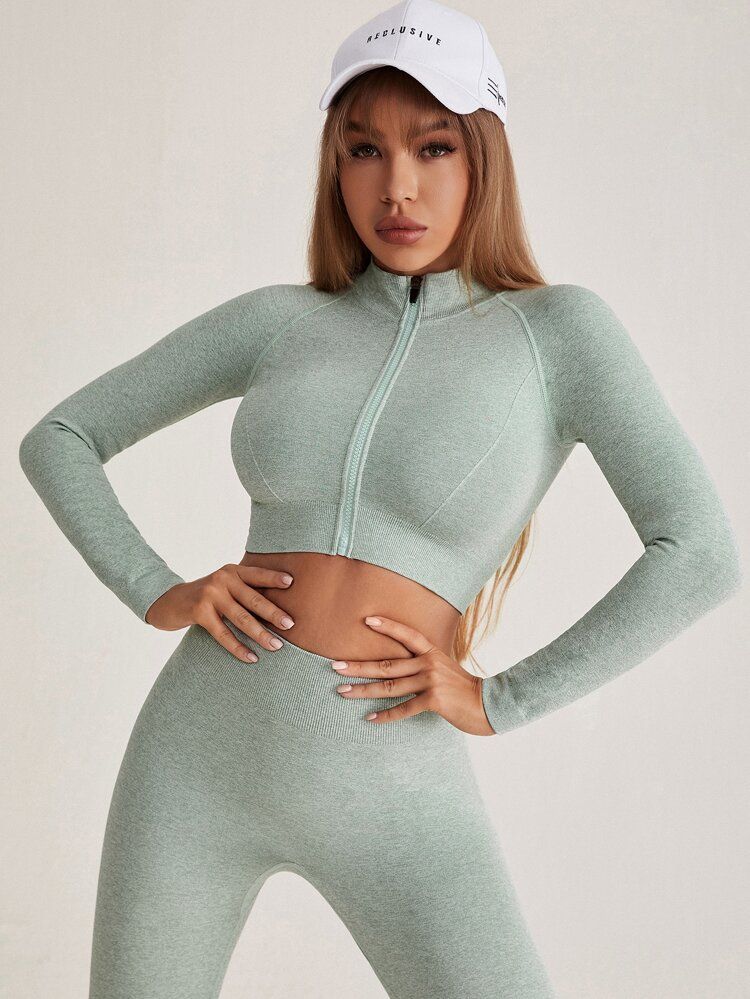 Seamless Super Elastic Crop Sports Jacket | SHEIN