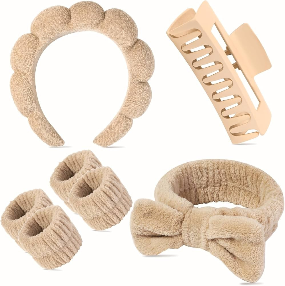 7 Pcs Spa Set, Facial Headband and Wristband Set, Skincare Accessories, College Style Girl Idea G... | Amazon (US)