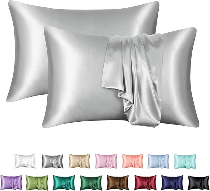 MR&HM Satin Pillowcase for Hair and Skin, Silk Satin Pillowcase 2 Pack, Queen Size Pillow Cases S... | Amazon (US)