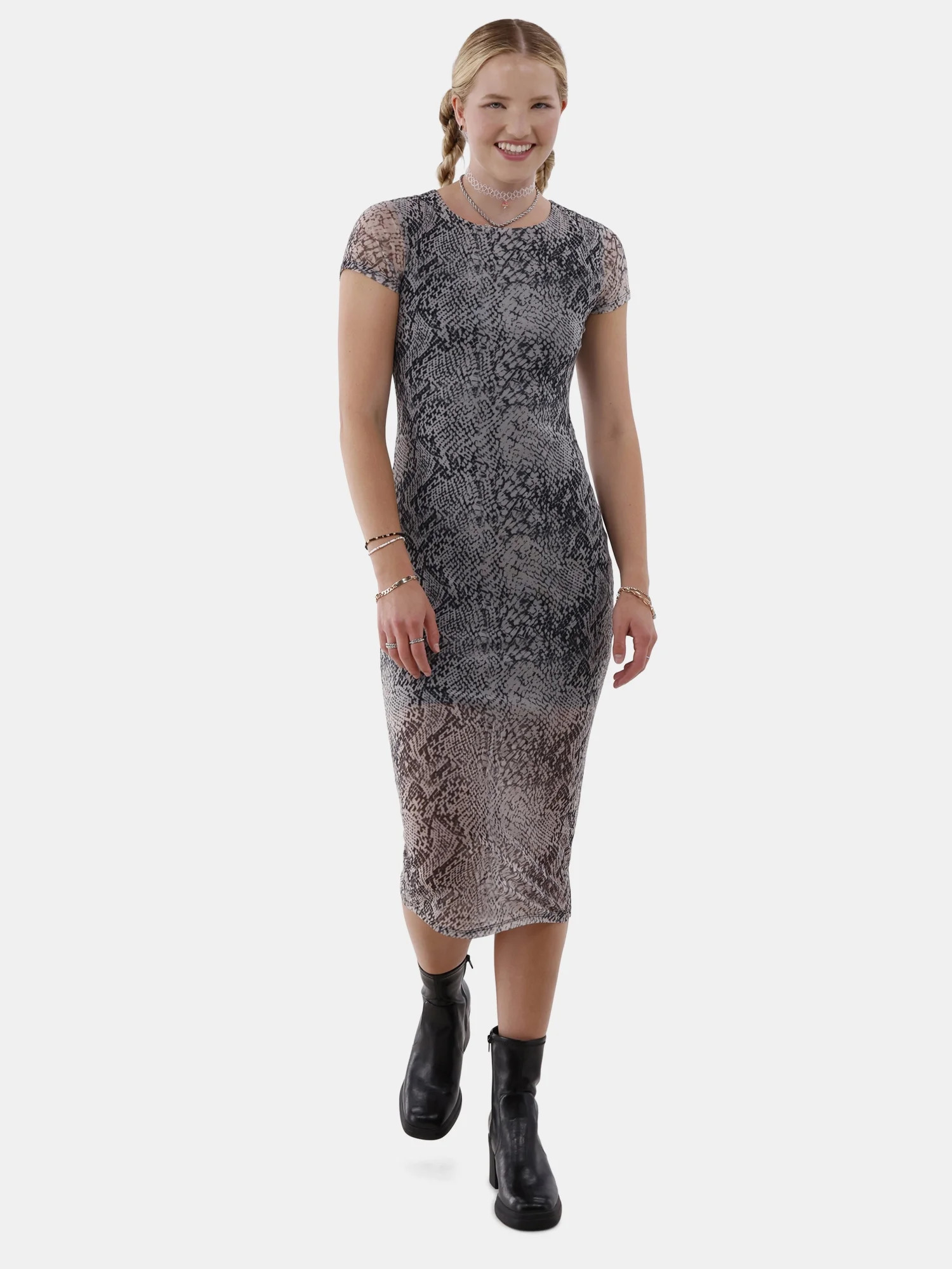 No Boundaries Mesh Maxi Dress, Women's and Women's Plus | Walmart (US)