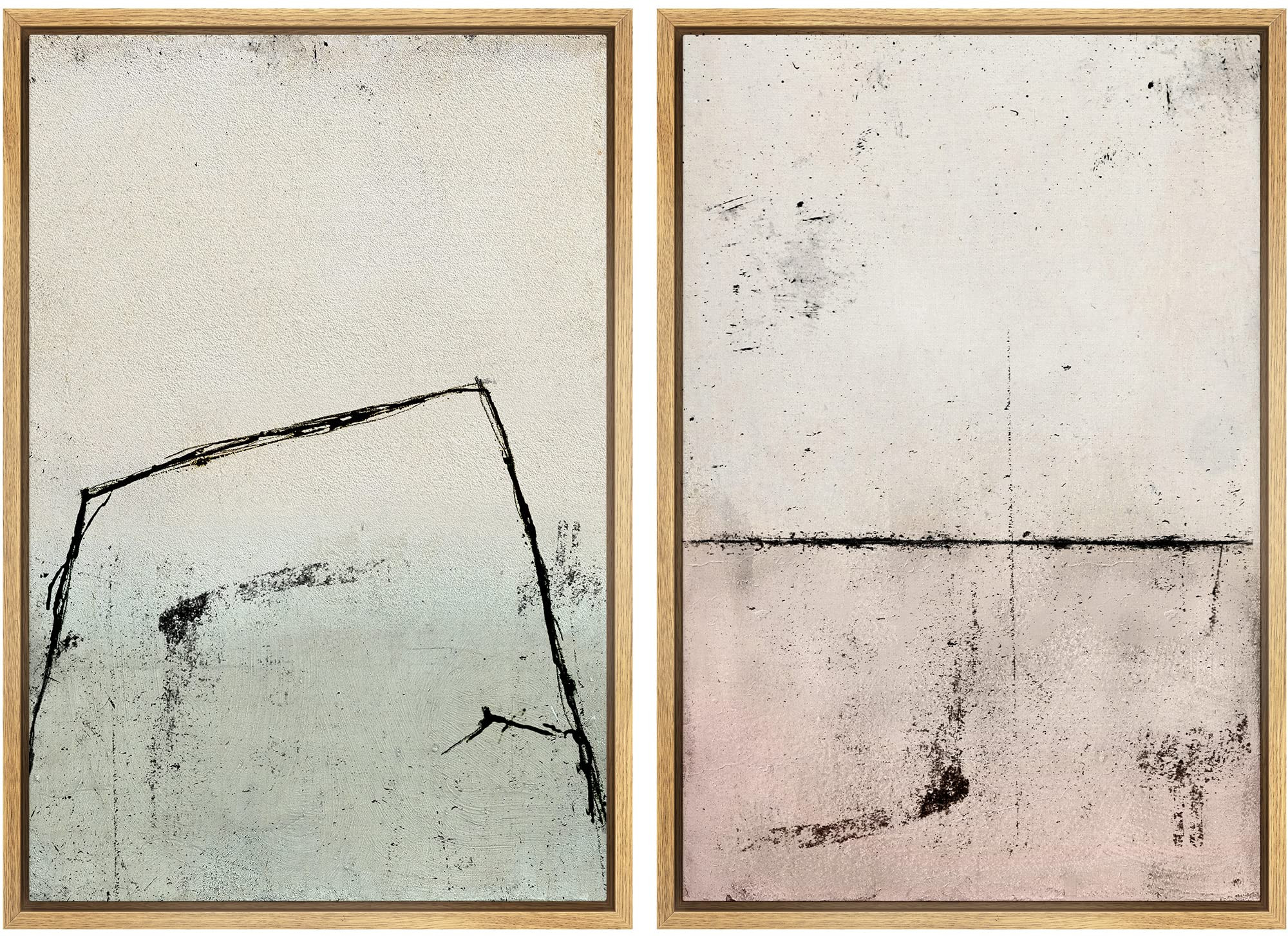 MUDECOR Framed Canvas Print Wall Art Set Pastel Mint Green & Pink Grunge Paint Strokes Abstract S... | Amazon (US)