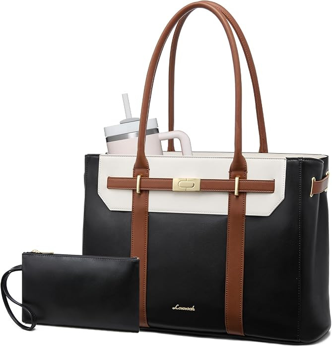 LOVEVOOK Laptop Tote Bag for Women, 2-in-1 Work Teacher Bags with Large Cup Holder, 15.6 Inch Wat... | Amazon (US)