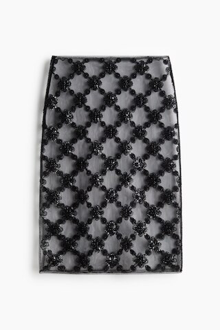 H & M - Embellished mesh skirt - Noir | H&M (FR, IT, ES, PT, BE)