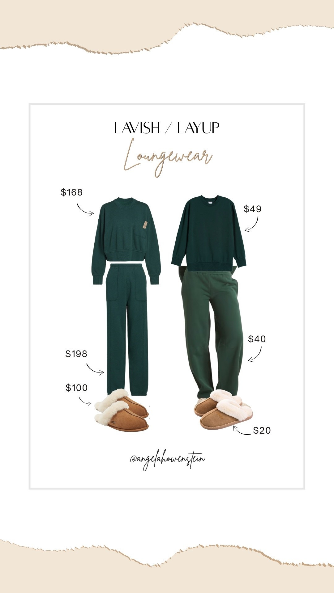 Lavish vs. layup. Cozy greens, easy layers, and the softest slippers—whether you’re lounging at home or stepping out casual, you can’t go wrong.

lavish vs layup, loungewear, cozy style, casual outfit, comfy chic, fall fashion



#LTKOver40 #LTKShoeCrush #LTKStyleTip