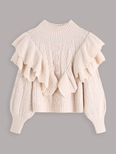 Ruffle Scallop Trim Layered Sweater | SHEIN