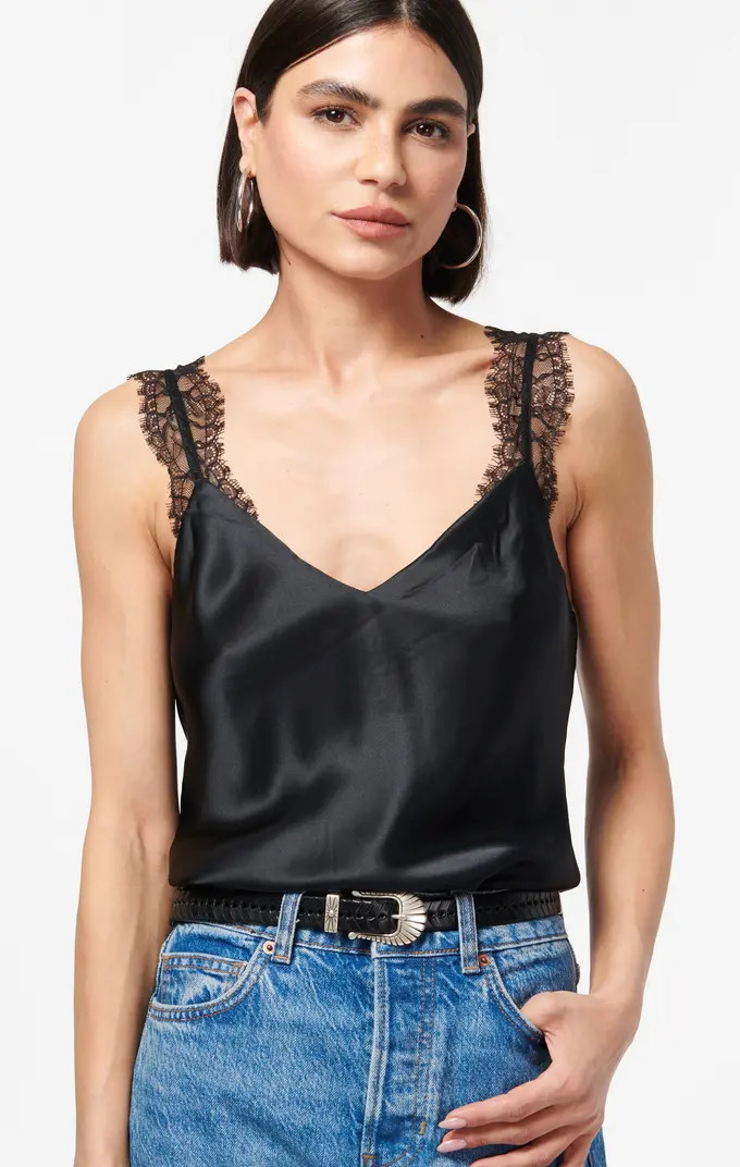CAMI NYC Marlo Lace Trim Silk Charmeuse Tank | Nordstrom | Nordstrom