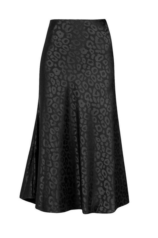 Leopard Print Satin Bias Cut Slip Midi Skirt | Boohoo.com (US & CA)