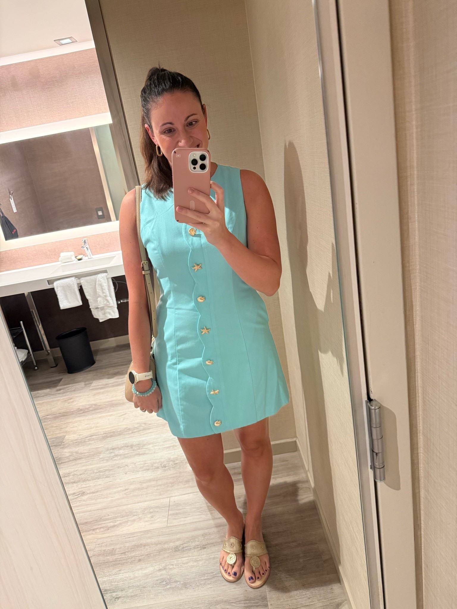 Quick change to go out for dinner! I am obsessed with this dress from Mint Julep with the sea shell and starfish buttons! Gives a very tropical, island vibe without being over done! Paired with my favorite Jack Rogers sandals and we are ready for the night!

#LTKgrwm #LTKootd #LTKTravel